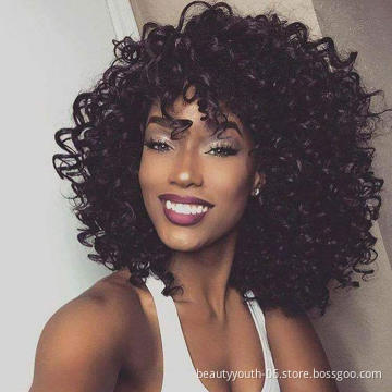 wholesale black women brazilian human hair afro kinky curly lace front wig natural black curly wig water wave jerry curly